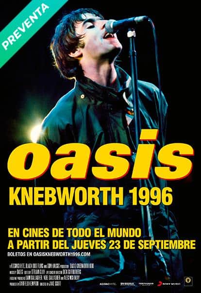 Poster promocional del documental Oasis Knebworth 1996 que saldrá en cines
